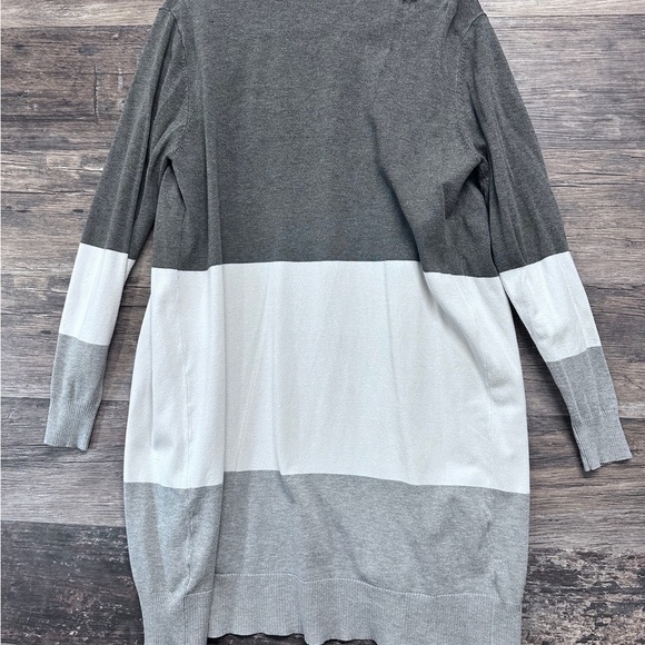 Color Block Gray Open Front Cardigan - Picture 2 of 7